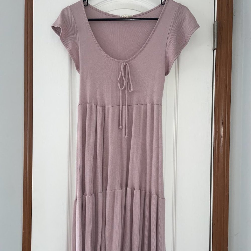 Short Sleeve Casual Purple Dress